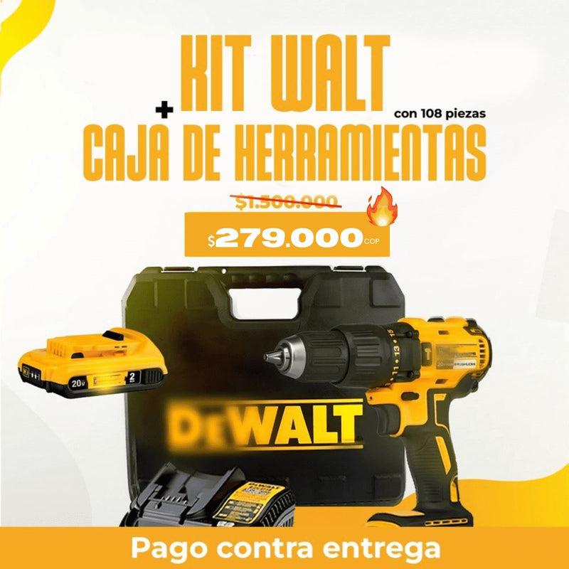 KIT DEWALT: Taladro & Pistola de Impacto + 20 Brocas De Titanio 🔥